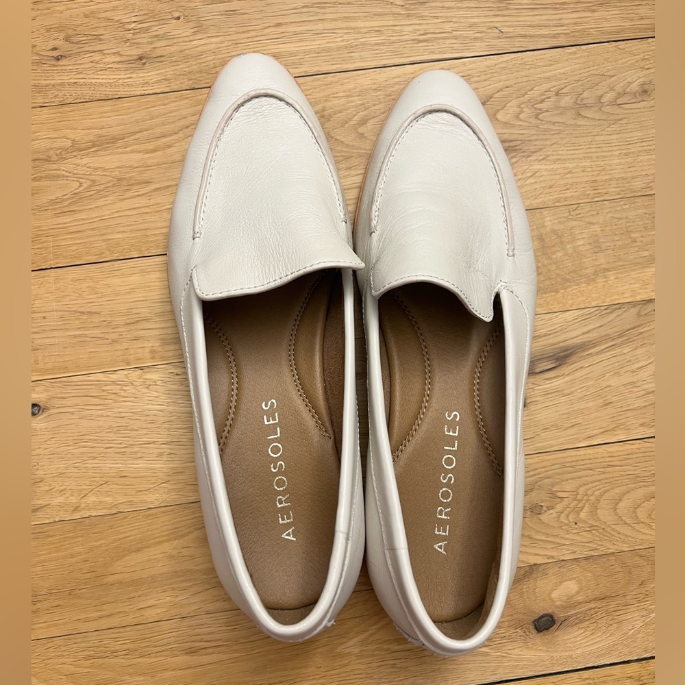 Aerosoles Women's Stone White Leather Loafers